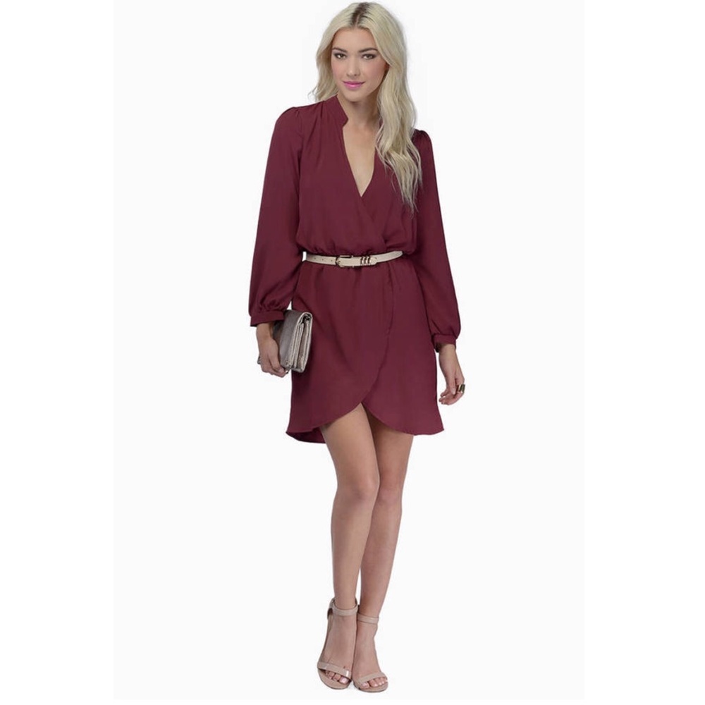 Tobi Burgundy Maroon Wrap Dress